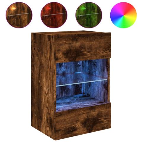 Mobili TV a Parete con Luci LED 2pz Rovere Fumo 40x30x60,5 cm - Foto 2