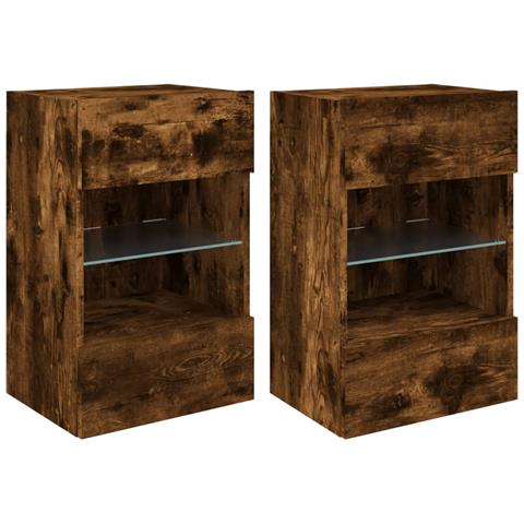 Mobili TV a Parete con Luci LED 2pz Rovere Fumo 40x30x60,5 cm - Foto 1