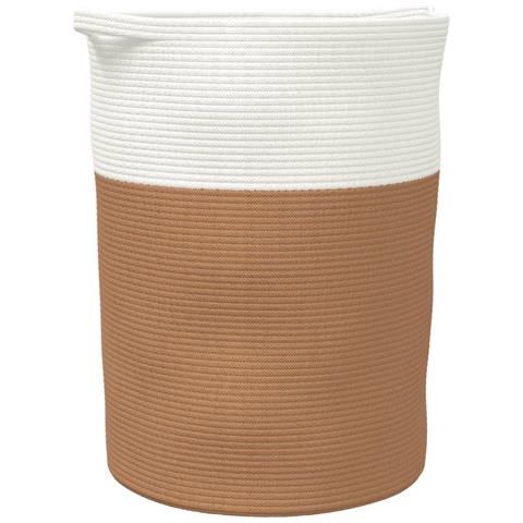 Cestino Portaoggetti Marrone E Bianco 49x65 Cm In Cotone - Foto 2