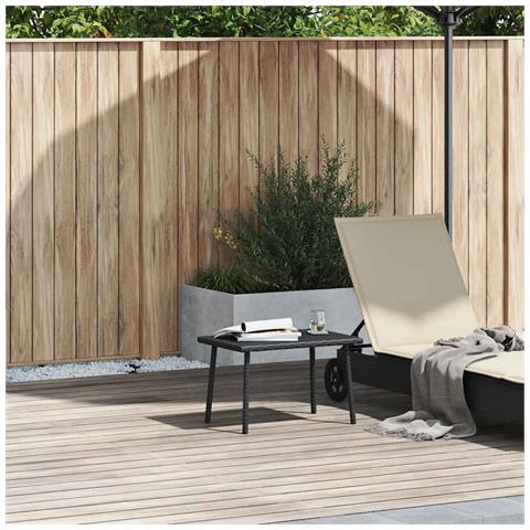 Tavolino Da Giardino Rettangolare Nero 60x40x37 Cm Polyrattan - Foto 2