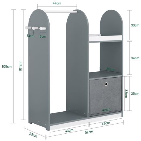 Sobuy Giardaroba Appendiabiti Per Bambini 97x35x108cm Kmb40-hg - Foto 2