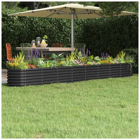 Letto Da Giardino In Acciaio A Polvere 332x40x36 Cm Antracite - Foto 6