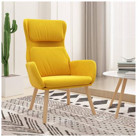 Poltrona Relax Giallo Senape In Velluto - Foto 8