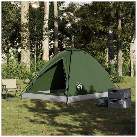 Tenda da Campeggio a Cupola 4 Persone Verde Oliva Impermeabile - Foto 2