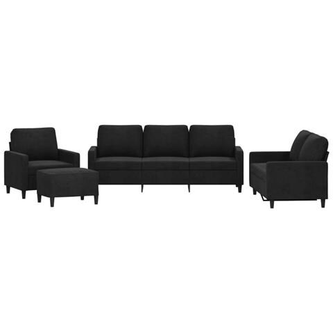 Set di Divani 4 pz con Cuscini Nero in Velluto - Foto 1