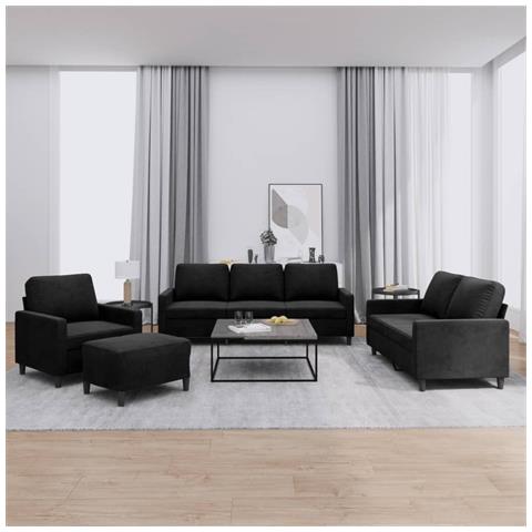 Set di Divani 4 pz con Cuscini Nero in Velluto - Foto 2