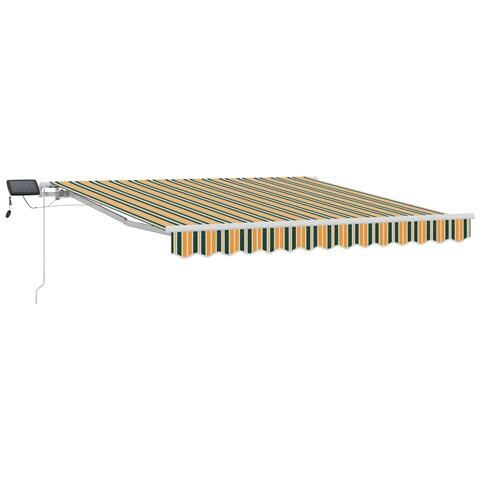 Tenda Retrattile Manuale  con LED Verde e Gialla 350x250 cm, Tessuto di Ricambio per Tenda  per Telaio 3,5x2,5 m Verde e Gialla - Foto 1