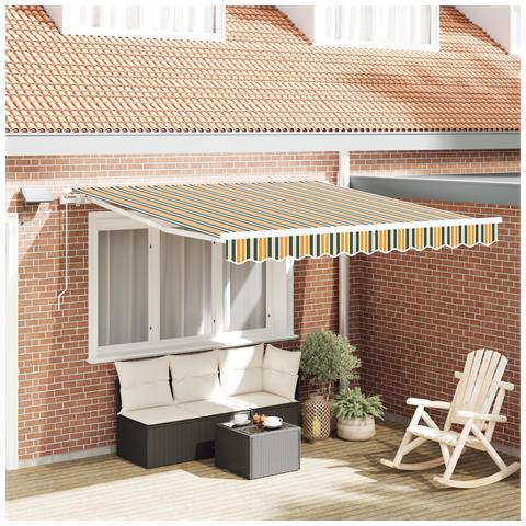 Tenda Retrattile Manuale  con LED Verde e Gialla 350x250 cm, Tessuto di Ricambio per Tenda  per Telaio 3,5x2,5 m Verde e Gialla - Foto 2