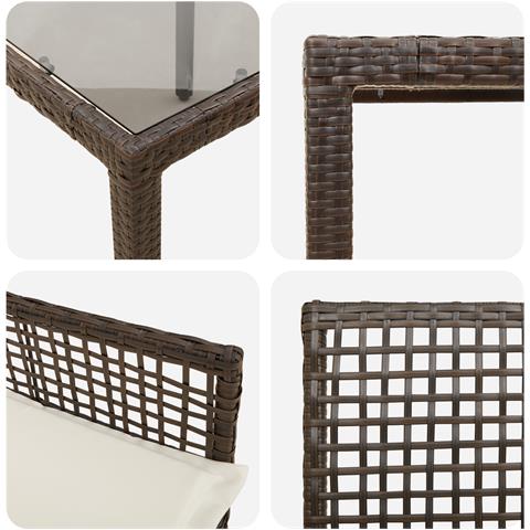 Set da Pranzo da Giardino 3 Pezzi con Cuscini Marrone in Polyrattan - Foto 9