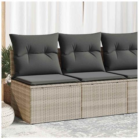 Divano Giardino 2pz con Cuscini Grigio Chiaro Polyrattan Acacia - Foto 2