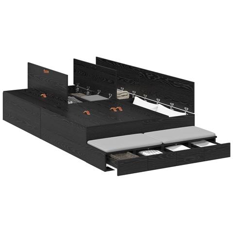 Struttura letto con contenitore in rovere nero 120x190 cm - Foto 1
