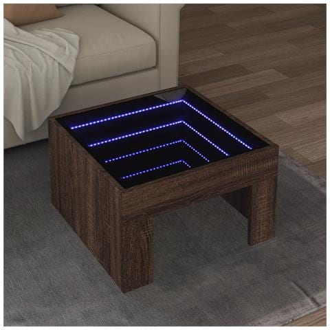 Tavolino da Salotto con LED Infinity Rovere Marrone 50x50x30 cm - Foto 2