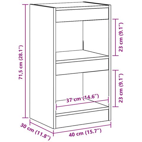 Mobile Libreria/Divisore per Stanza Nero Rovere 40x30x71,5 cm - Foto 9