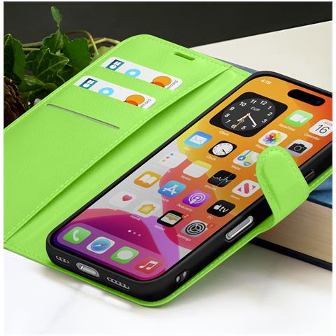 Custodia A Portafoglio Per Iphone 17 Air Con Funzione Supporto E Linguetta Magnetica, Verde - Foto 2