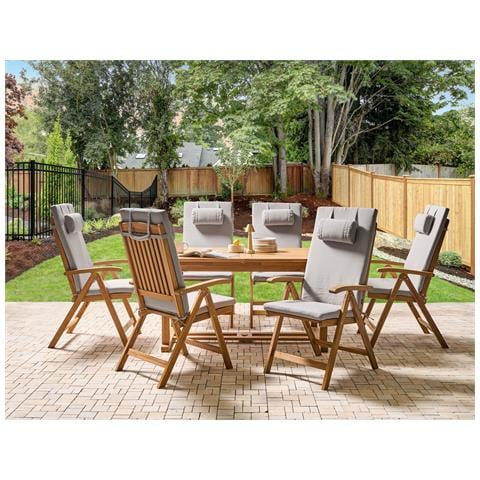 Set Da Pranzo Da Giardino 6 Posti Java Premium Legno D \'acacia Grigio Chiaro - Foto 1