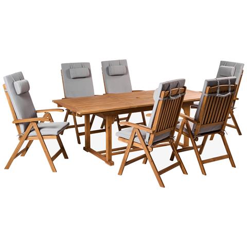 Set Da Pranzo Da Giardino 6 Posti Java Premium Legno D \'acacia Grigio Chiaro - Foto 2