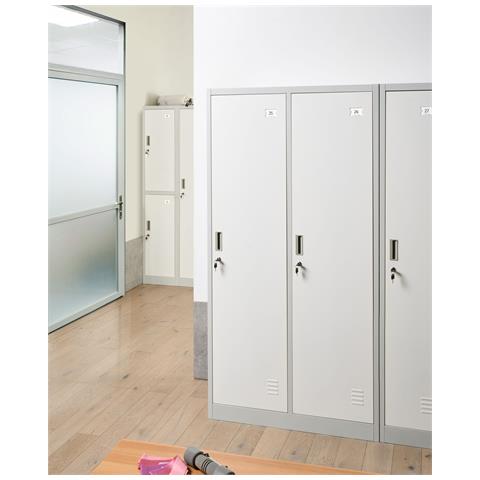 Armadietto A Porta Doppia Athlete Metallo Grigio/ Bianco - Foto 1