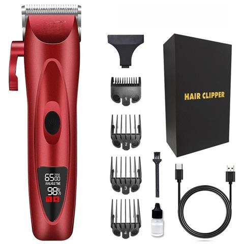 Tagliacapelli Elettrico Professionale Per Adulti Con Lama In Ceramica, Display Digitale E Velocità Regolabile Red - Foto 1