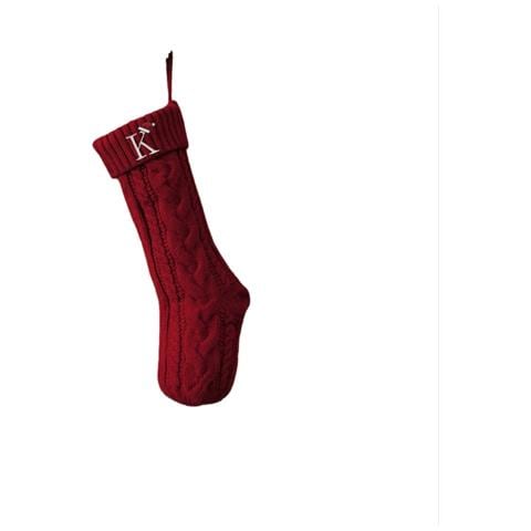 Calza Di Natale Lavorata A Maglia Ricamata Personalizzata Con Lettera 'k' - Decorazione Festiva - Foto 1