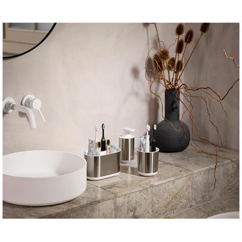 Portaspazzolini Acciaio Inossidabile Duo Steel Large Supporto Per Spazzolini Grande Capacità Ideale Per Spazzolini Elettrici E Manuali - Foto 4