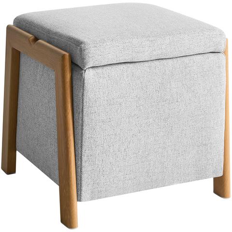Pouf Contenitore Edland Tessuto 45 Cm 43 Cm Grigio Chiaro - Foto 2