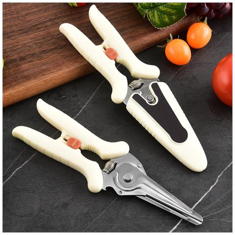 Forbici Da Cucina Multifunzionali In Acciaio Inox Bianco Per Ossa Di Pollo - Foto 2