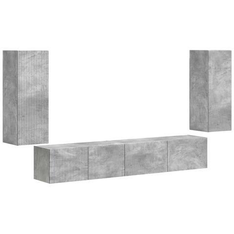 Set mobile TV 4 pcs Grigio cemento Legno multistrato - Foto 1