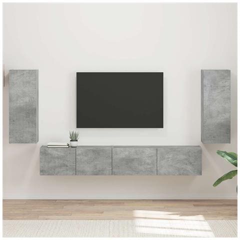 Set mobile TV 4 pcs Grigio cemento Legno multistrato - Foto 2
