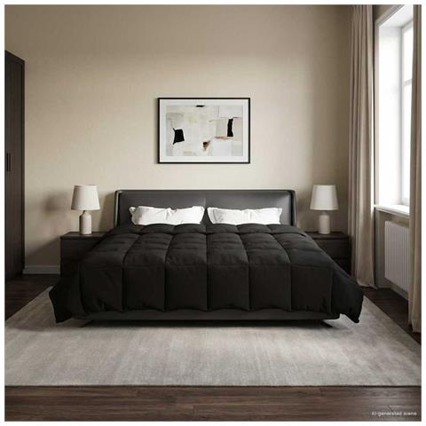 Piumone Completo Annuale Nero 220 x 260 cm Microfibra - Foto 2
