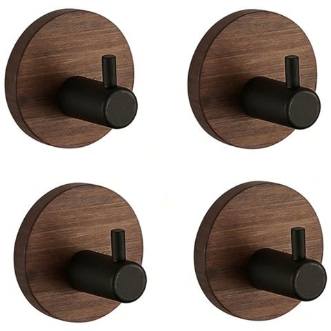 Ganci Dietro La Porta Noce 4 Pezzi - Ganci Autoadesivi Abs Senza Foratura Con Capacità 5-10kg - Foto 1