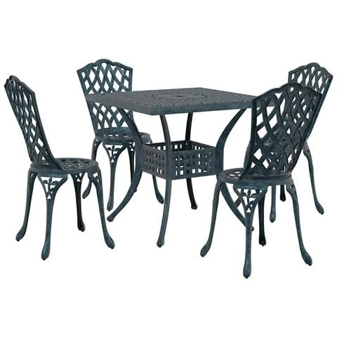 Set di Tavolo da Giardino 5 pcs Verde Alluminio pressofuso - Foto 1