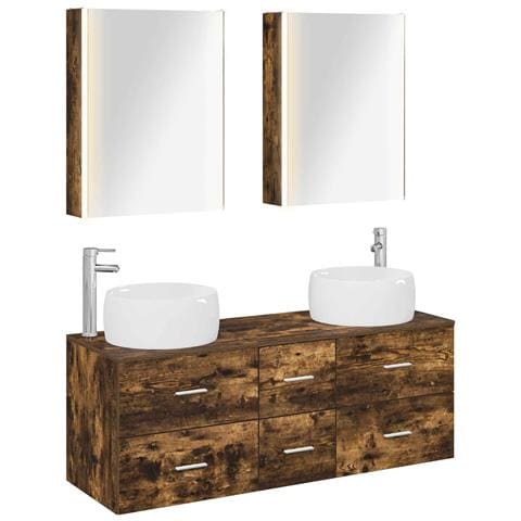 Set di mobili per il bagno 5 pcs Rovere Fumo - Foto 1