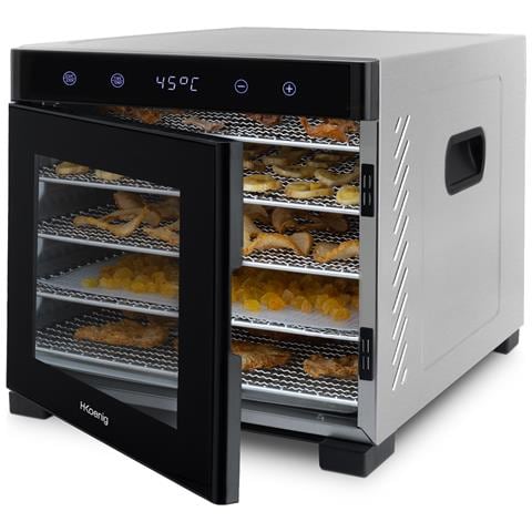 DSY900 Disidratatore per alimenti: frutta, verdura, erbe, 650 W, 6 vassoi rimovibili, termostato da 35° a 75°C, schermo LCD touch screen - Foto 2