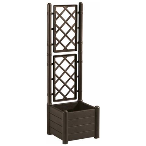 Fioriera Italia In Plastica, Con Spalliera, Quadra, 43x43xh. 142 Cm Marrone - Foto 4