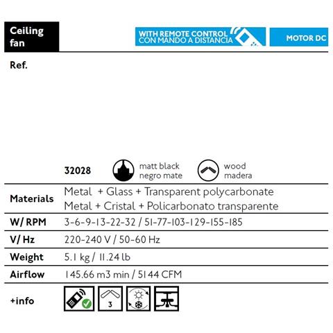 Faro Faro 32028 Nero Opaco - Marrone Ventilatore A Soffitto Mini Eterfan Nero - Foto 2