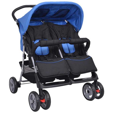 Passeggino Gemellare In Acciaio Blu E Nero - Foto 1