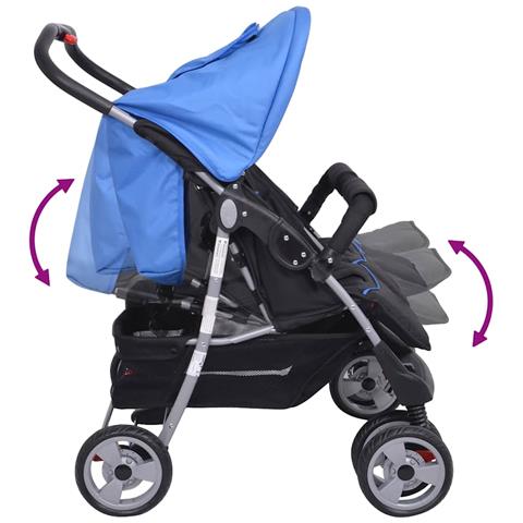 Passeggino Gemellare In Acciaio Blu E Nero - Foto 10
