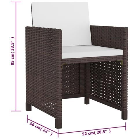Set Da Pranzo Da Giardino 13 Pz In Polyrattan Marrone - Foto 2