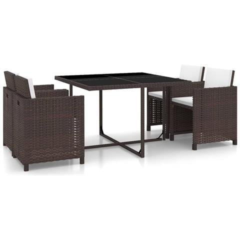 Set Da Pranzo Da Giardino 13 Pz In Polyrattan Marrone - Foto 1