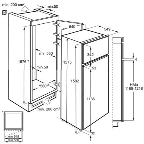 Frigorifero Doppia Porta da Incasso KTB2AE16S Low Frost Classe E Capacità Netta 259 Litri - Foto 6