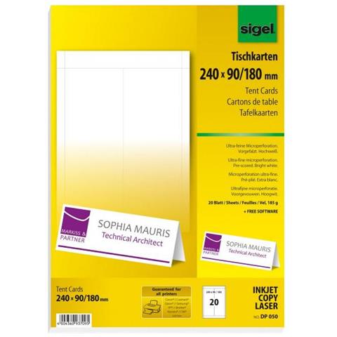 Dp050 - Tischkarten - Hochwei - 240 X 90 Mm - 185 G / m2 - 20 Stck. (dp050) - Foto 1