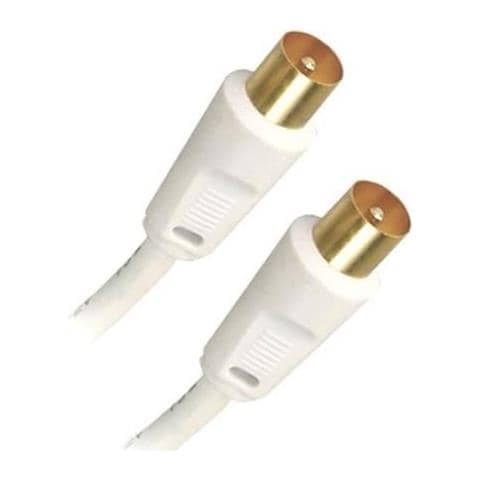 Cavo Tv - Maschio / Maschio - 9,52 Mm - Bianco - 2 M - Clip - Foto 1