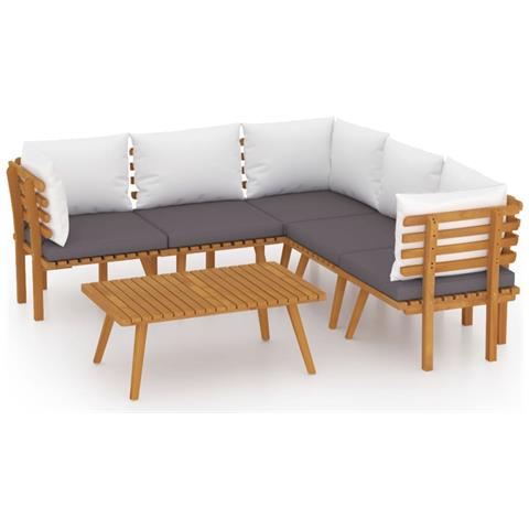 Set Divani Da Giardino 6 Pz Con Cuscini In Massello Di Acacia - Foto 1