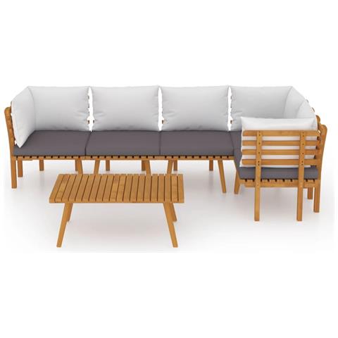 Set Divani Da Giardino 6 Pz Con Cuscini In Massello Di Acacia - Foto 9