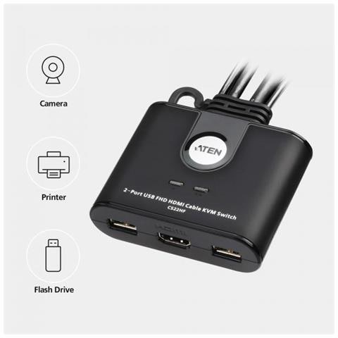Aten Switch Kvm Cablato 2-port Usb Fhd Hdmi - Foto 1
