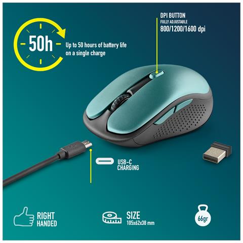 EVORUST Mouse Wireless Bluetooth Ricaricabile con Tasti Silenziosi, Azzurro - Foto 2