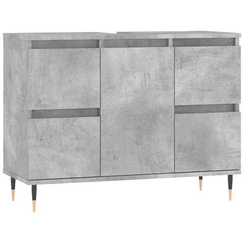 Armadietto Da Bagno Grigio Cemento 80x33x60cm Legno Multistrato - Foto 1