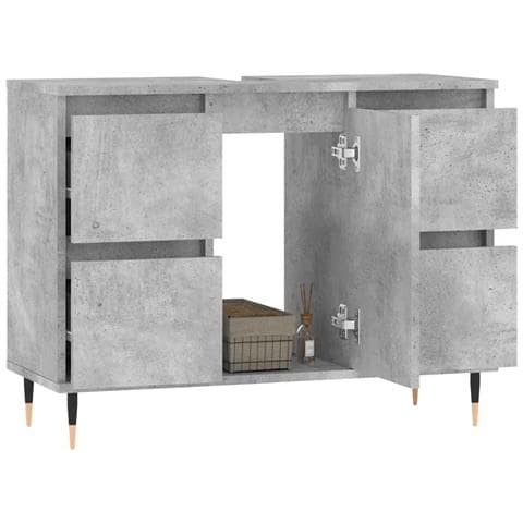Armadietto Da Bagno Grigio Cemento 80x33x60cm Legno Multistrato - Foto 10