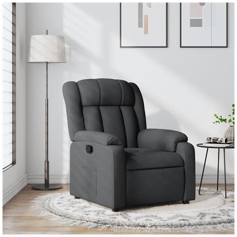 Poltrona Reclinabile In Tessuto Grigio Scuro - Foto 2