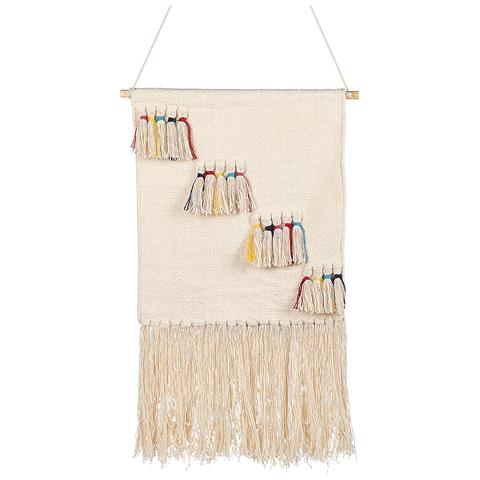 Decorazione Da Parete In Tessuto Burewala Rettangolare Cotone Beige - Foto 6